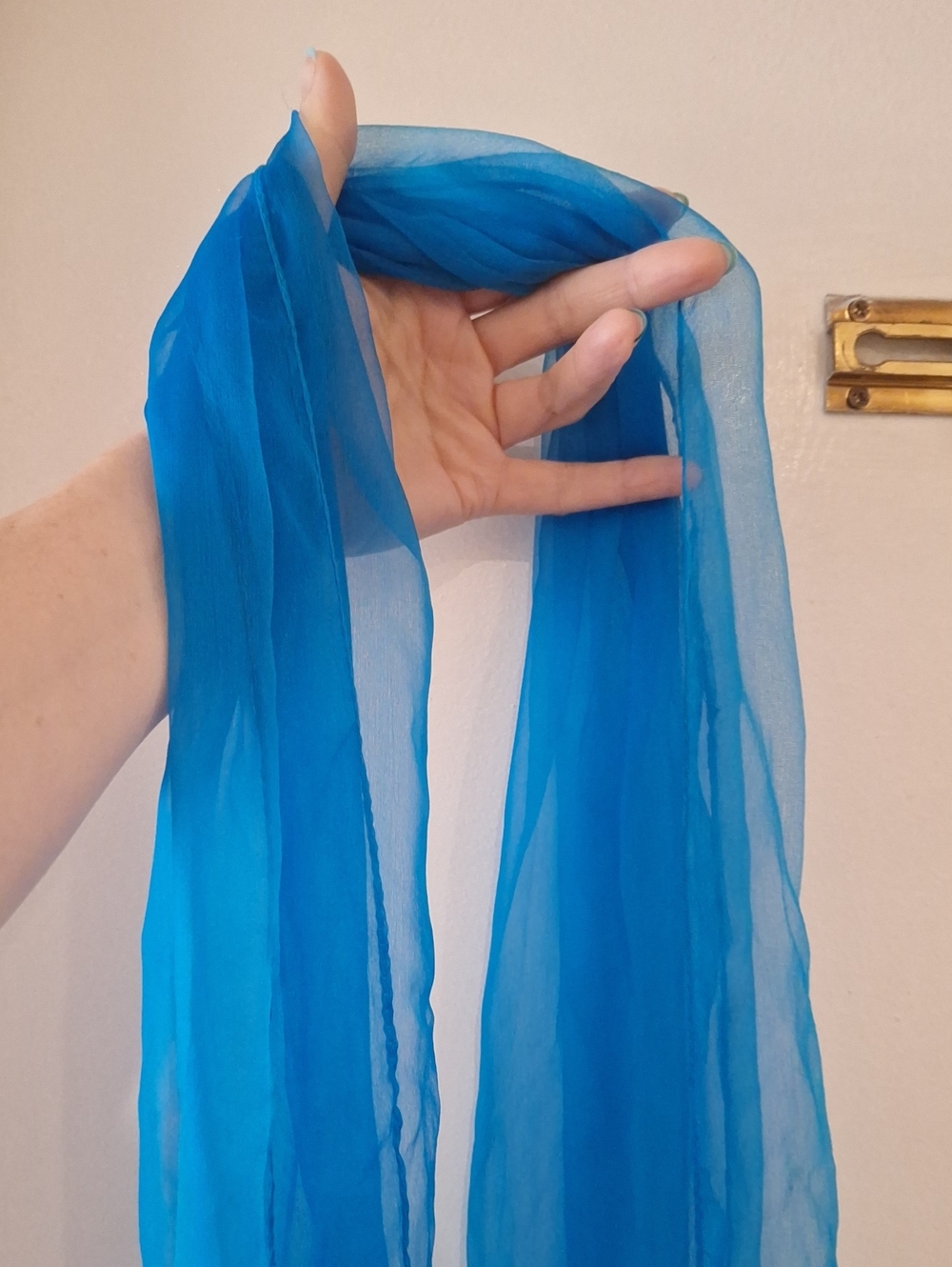 Pair of Lightweight Sheer Scarves in Teal Blue and Light Pink